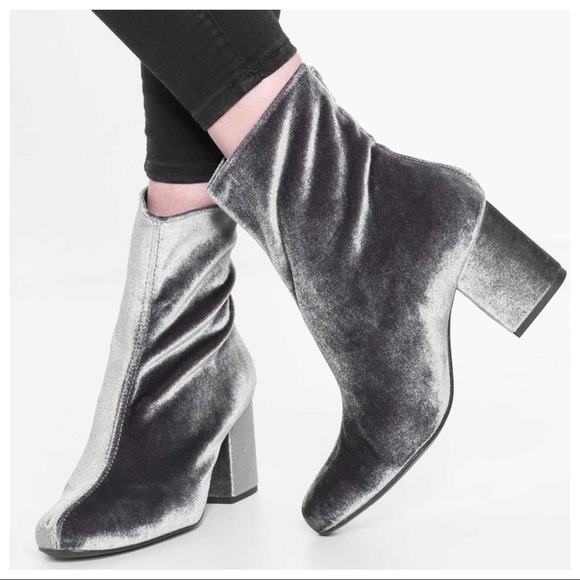 silver velvet boots